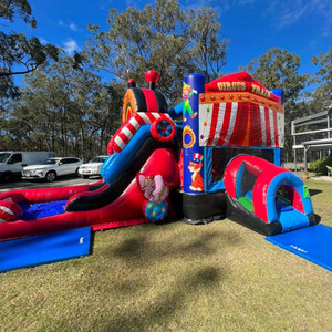 Château gonflable commercial en PVC, personnalisé, avec toboggan aquatique et piscine intégrée - Product Image 2