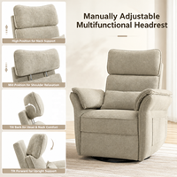 Fauteuil inclinable électrique moderne, pivotant et inclinable, avec port de charge USB, revêtement en tissu, structure en bois, pour salon et chambre d'enfant