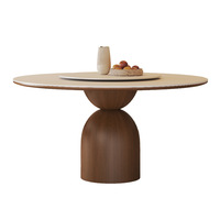 Italienischer Luxus Vintage runder Esstisch Set High-End Massivholz mit Stühlen für Home Villas Hotels