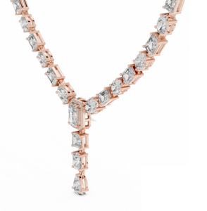 สร้อยคอเทนนิสเพชรแท้สลับกันอย่างหรูหรา พร้อมจี้รูปหยดน้ำประดับมรกตชุบเงิน ดีไซน์โดดเด่นสำหรับเจ้าสาว - Product Image 5