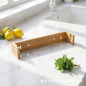 Soporte de madera para rollos de papel, expositor de arte de una sola capa montado en la pared para decoración escolar y manualidades - Product Image 2