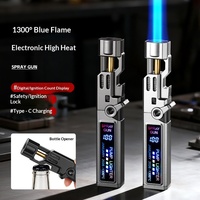 Briquet torche électronique en métal personnalisé, coupe-vent, à arc, portable, rechargeable USB, pour soudage, flamme bleue 1300°C