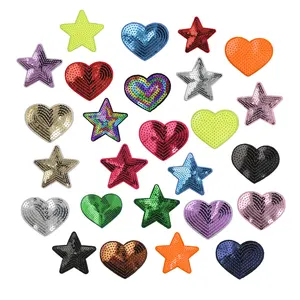 yiwu wintop hot sale 14 colors 2 sizes iron on sequin star heart patches