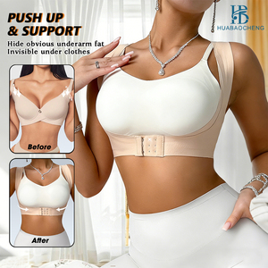 Ensemble de lingerie sculptante pour femmes, correcteur de posture en jersey, invisible, lissage du dos, contrôle du ventre, lifting des fesses, fermeture avant, respirant - Product Image 1