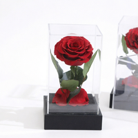 Bouquet de roses éternelles en acrylique sous cloche en verre, fait main, pour la remise des diplômes, la Saint-Valentin, Noël