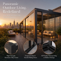 Aluminium Motorisierter Glas-Wintergarten Wasserdichtes Outdoor-Wohnzimmer für Balkon und Garten