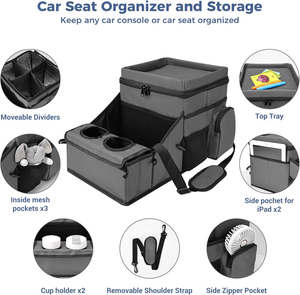Organisateur <span class=keywords><strong>de</strong></span> siège <span class=keywords><strong>arrière</strong></span> <span class=keywords><strong>de</strong></span> voiture avec porte-gobelets pour enfants et adultes, boîte <span class=keywords><strong>de</strong></span> rangement pour siège avant ou central - Product Image 2