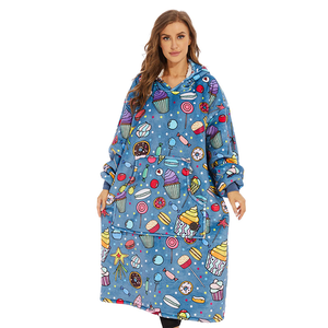 <strong>Snuggy</strong> Reversible Cozy Wearable Sherpa Zipper Giant Adults Oversized Hooded Blankets Tv Snuggle <strong>Hoodie</strong> Blanket - Product Image 6