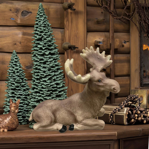 Estatuilla de alce de resina hecha a mano, estatua de ciervo estilo bosque rústico para mesa interior y decoración del hogar de temporada - Product Image 1