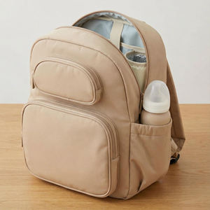 Mochila Pañalera de Piel Sintética Resistente al Agua Personalizada de Fábrica, Bolsa Organizadora Portátil para Mamás Primerizas y Salidas con Bebés - Product Image 1