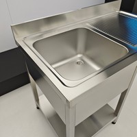 Évier de cuisine en acier inoxydable à cuve unique, résistant à l'usure, pour appartement, restaurant, cuisine commerciale