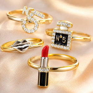 Set di Anelli a Forma di Rossetto per Donne, Design Creativo, Accessorio per Dita da Indossare Quotidianamente - Product Image 4