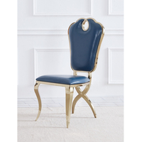 Chaise de salle à manger de luxe pour mariage, structure en acier inoxydable, siège en cuir PU, chaise de banquet moderne pour la maison et l'hôtel