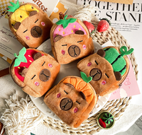 Porte-monnaie mini capybara mignon, porte-clés, sac de rangement souple pour écouteurs, porte-monnaie en peluche motif hamburger et biscuit, porte-clés