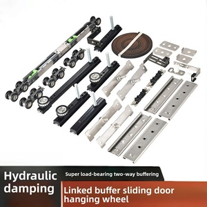 Manufacturer Heavy Duty Linked Sliding Door Hardware Kit 2 Way Hydraulic Buffer Damping Hanging Wheel System Hotel - Product Image 1