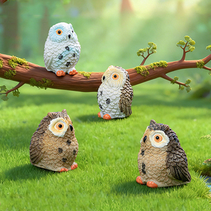Mini figurines de hiboux en résine de dessin animé pour décorations paysagères, adorables animaux, oiseaux nocturnes, breloques, ornements, accessoires de bricolage - Product Image 3