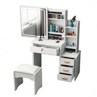 Table de maquillage moderne avec miroir et tabouret