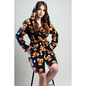 Lovely Bear Peignoir en polaire pour femme avec capuche, manches longues, vêtements de nuit doux, bleu - Product Image 5