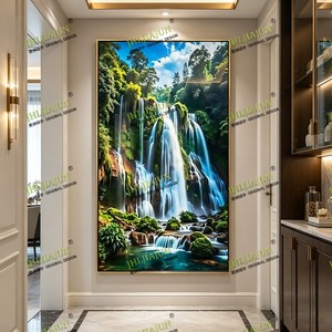 Venta directa de fábrica, personalización al por mayor, arte mural, impresión de paisaje de cascada, decoración moderna para el hogar, pintura en porcelana de cristal - Product Image 6