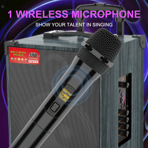 JQS911S Haut-Parleur Karaoké sans Fil <span class=keywords><strong>Bluetooth</strong></span> en Bois de 12 Pouces 100W, Système Son HIFI, Woofer, Batterie <span class=keywords><strong>Auxiliaire</strong></span>, Chariot de Fête Extérieure - Product Image 4