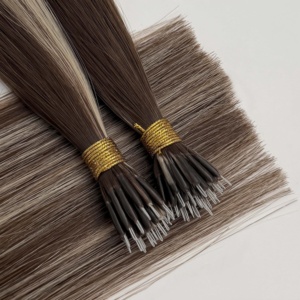 Virgin Human Hair Nano <b>Ring</b> Hair Extensions Wholesale Russian Nano <b>Ring</b> Extensions Raw Hair for Salon European Blond Ombre 1b - Product Image 3