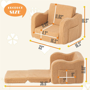 Children's Plush <b>Sofa</b> Chair With Armrests For 2 To 4 Years Old <b>Kids</b> Reading Corner Soft Fabric High Elasticity Foam Filling - Product Image 2