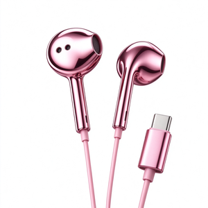 Auriculares Intrauditivos con Cable Tipo C, Color Rosa Cromado, Plateados, Metálicos, Dorados, Auriculares con Cable USB C - Product Image 6