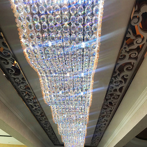 Sfera di cristallo dell'ingresso dell'hotel della Villa <span class=keywords><strong>con</strong></span> i lampadari di cristallo di lusso rettangolari personalizzati del tubo di vetro - Product Image 3