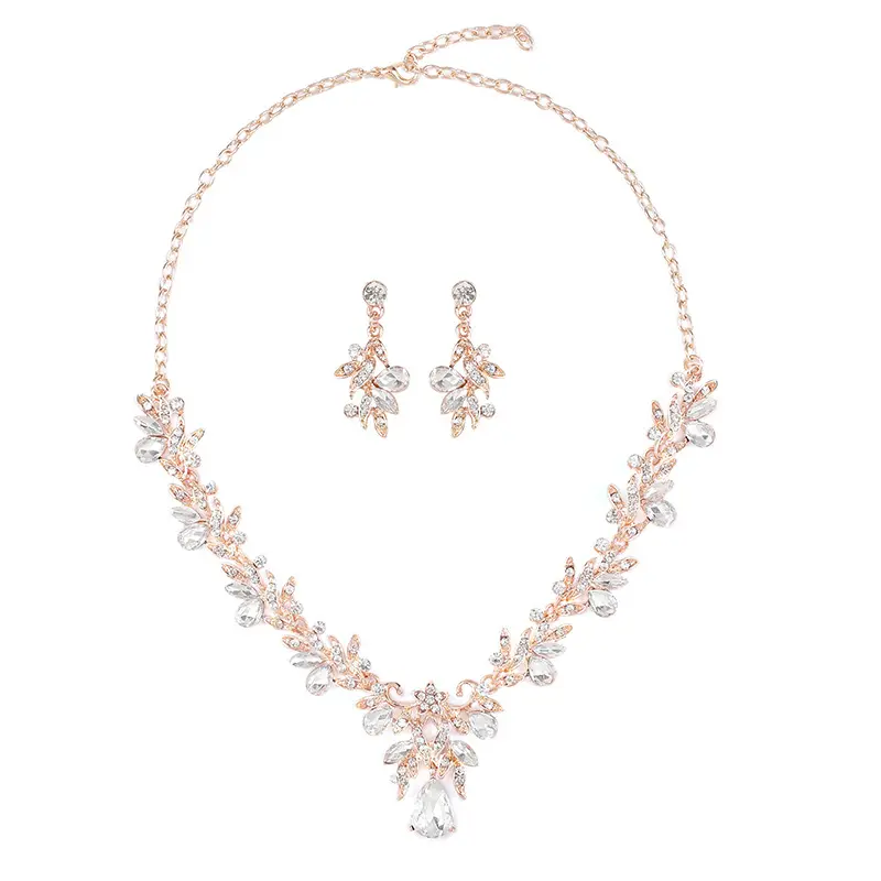 Fashion Bridal Necklace Earring Banquet Dress Jewelry Crystal Rhinestone Diamond Wedding jewelry Set