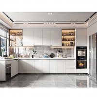 Îlot de cuisine moderne en aggloméré avec comptoirs et évier en marbre artificiel pour projets hôteliers, d'appartements et de villas