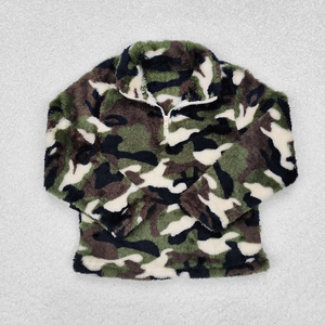 Pull molletonné personnalisable à manches longues et demi-fermeture éclair pour garçons, imprimé camouflage, col montant, vêtement décontracté - Product Image 2