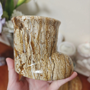 Porte-bougie en marbre naturel de luxe, forme irrégulière unique, pot à bougie pour la décoration de la maison, conteneur pour bougie d'aromathérapie - Product Image 6