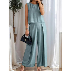 2025 Collection d'été <span class=keywords><strong>pantalon</strong></span> large américain européen pour <span class=keywords><strong>Amazon</strong></span> Station indépendante taille haute costume ample mode décontractée - Product Image 2