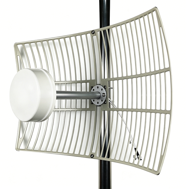 4G 5G MIMO Parabolic Grid Antenna 600-6500MHz 14-26dB Cellular WiFi Round Grid Antenna