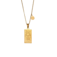 Collier Pendentif Carte de Tarot Vintage Gaovo en Acier Inoxydable Plaqué Or, Chaîne Géométrique, Bijoux pour Femme Style Constellation