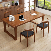 Table à manger longue en bois massif, table à thé, options de longueur de 1,44 m à 2,4 m, design moderne, écologique, pour salons, salles d'étude