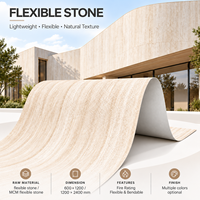 Revêtement mural en pierre souple et flexible, imperméable, ignifuge, revêtement céramique, texture travertin, décoration intérieure et extérieure