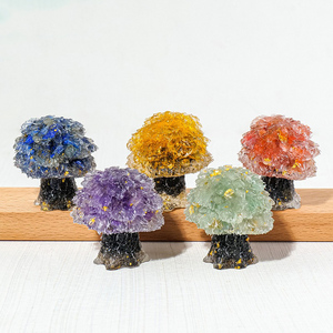 <span class=keywords><strong>Arbre</strong></span> en résine de cristal fait main, figurine en améthyste, quartz rose, œil de tigre, ornement de bureau, décoration, pierre de guérison, cadeau - Product Image 1