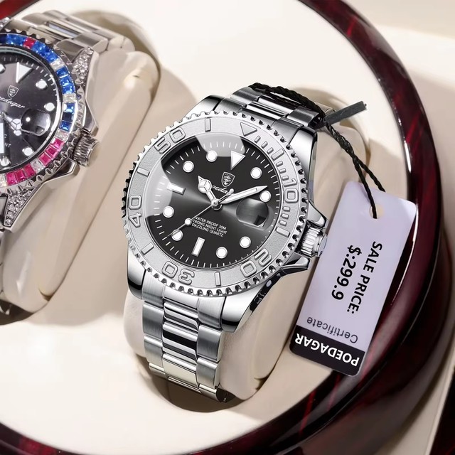 Poedagar 680 Wholesale Luxury Quartz Watch Men's Business Stainless Steel Strap Watches 30M Life Waterproof Luminous Hands Watch