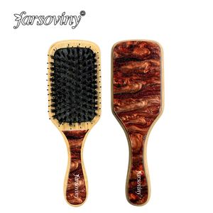 Pinceau démêlant en acétate de cellulose et bambou bio fabriqué à la main de luxe Pinceau plat en <span class=keywords><strong>chantilly</strong></span> rose - Product Image 5