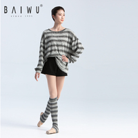 124116028 Baiwu prix d'usine danse vêtements d'échauffement col rond hauts d'entraînement Ballet pull haut