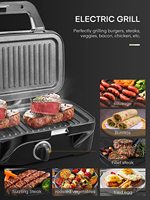 Appareil à gaufres 3 en 1, appareil à sandwich, presse à panini 1200W avec plaques amovibles et 5 vitesses