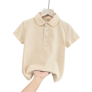 Polo à manches courtes pour enfants, 100 % coton, pour garçons et filles, nouveau style coréen, couleur unie, respirant, col à revers, haut fin pour l'été - Product Image 4