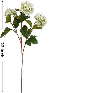 Flores Artificiales de Látex de Alta Calidad con Tacto Real, Hortensia de 3 Cabezas, Estilo Bola de Nieve, para Centros de Mesa Navideños y Decoración de Bodas - Product Image 2