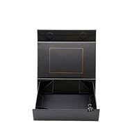 Boîte cadeau portable pliable magnétique noire personnalisée, impression CMYK, boîte en papier écologique recyclable pour l'électronique de luxe