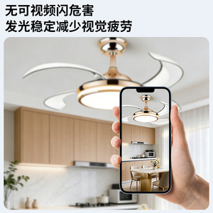 พัดลมเพดาน Yuehui พร้อมไฟ LED ในตัว อินเวอร์เตอร์ เงียบ ติดตั้งแบบฝัง เหมาะสำหรับห้องนั่งเล่น ห้องนอน ห้องรับประทานอาหาร ใช้ในบ้าน - Product Image 2