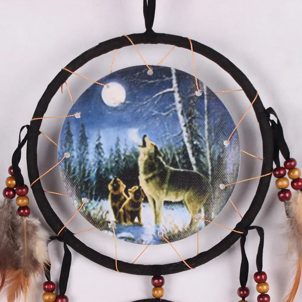 CRAFT mengsong home decoration Wolf Ten Dream Catcher hand-woven hanging two rings Dreamcatcher