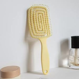 Brosse à cheveux démêlante à dents fines, design creux, poils en plastique, manche en ABS, brosse à cheveux pour cheveux normaux, utilisation à sec ou mouillée - Product Image 3