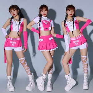 Adults Girl Group <strong>KPOP</strong> Sexy Jazz <strong>Dance</strong> Cheerleading Stage Performance <strong>Clothes</strong> Pink Silk/Cotton Suit Series In-Stock - Product Image 2