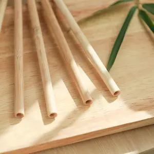 Sedotan minum bambu dapat dipakai ulang dengan Logo Laser kustom Biodegradable untuk minuman teh dan kopi
